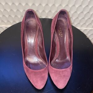 Gucci Women's Deep Burgundy Suede Heels
